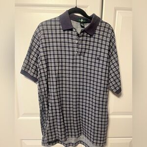 Vintage Hunt Club men's Navy and White Plaid Polo Shirt-L